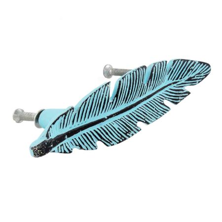Turquoise Feather Distressed Iron Handles